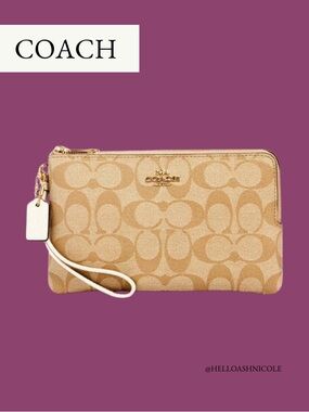 COACH Women’s Double Zip Wallet in Signature Canvas Khaki